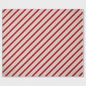 Kerstfeestdag, rood/crèmebandpatroon cadeaupapier (Vlak)