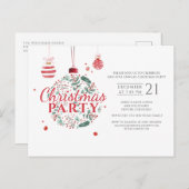 Kerstfeestdag Rood en Groen feest Uitnodiging Briefkaart (Voorkant / Achterkant)