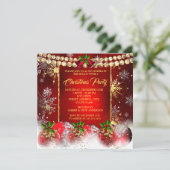 Kerstfeestdag: rood goud Baubles Holly Kaart (Staand voorkant)