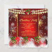 Kerstfeestdag: rood goud Baubles Holly Kaart (Voorkant)