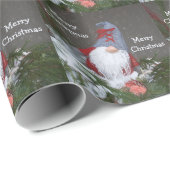 kerstfeestdag rood grijs roestvrij gnoompatroon cadeaupapier (Rol Hoek)