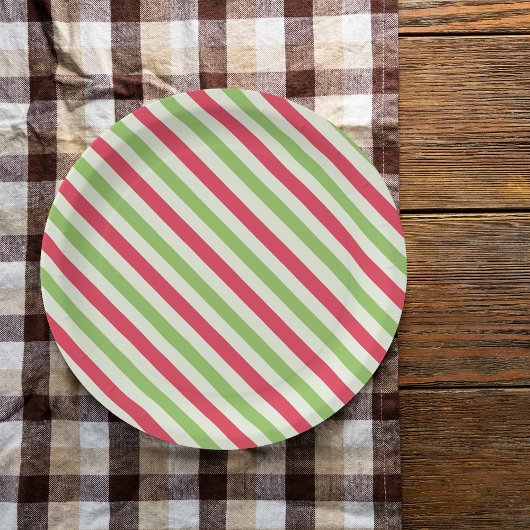 kerstfeestdag rood groen kleurrijk gestreept papieren bordje