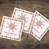 Kerstfeestdag rood groen kleurrijk sneeuwvlok servet