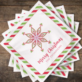 Kerstfeestdag rood groen kleurrijk sneeuwvlok servet