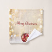 Kerstfeestdag - Rood kerstfeest Balls Bokeh Bad Handdoek (Wasdoekje)