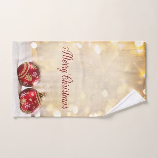 Kerstfeestdag - Rood kerstfeest Balls Bokeh Bad Handdoek (Handdoek)