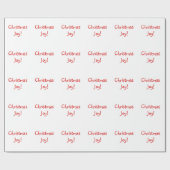 Kerstfeestdag rood lettertype cadeaupapier (Vlak)