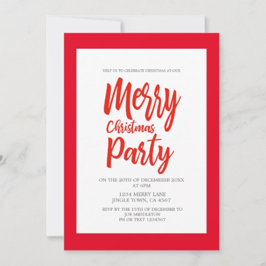 Kerstfeestdag Rood met witte typografie Kaart (Voorkant)