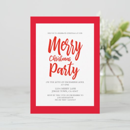 Kerstfeestdag Rood met witte typografie Kaart (Staand voorkant)