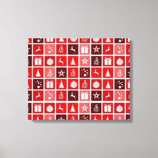 Kerstfeestdag rood patroon canvas afdruk (Voorkant)