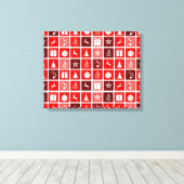 Kerstfeestdag rood patroon canvas afdruk (Insitu (Houten vloer))