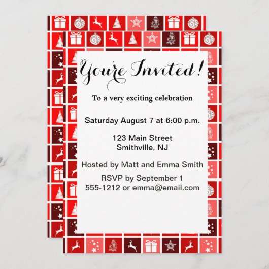 Kerstfeestdag rood patroon kaart (Voorkant / Achterkant)