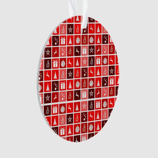 Kerstfeestdag rood patroon ornament (voorkant)