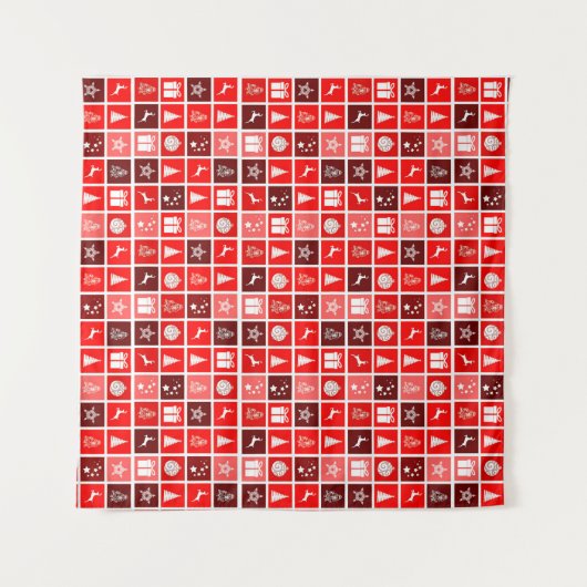 Kerstfeestdag rood patroon wandkleed (Voorkant (horizontaal))