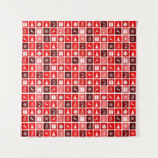 Kerstfeestdag rood patroon wandkleed (Voorkant)