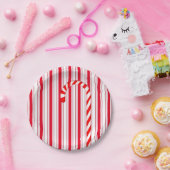 Kerstfeestdag Rood Snoep Stripe Patroon Papieren Bordje (Feest)