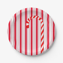 Kerstfeestdag Rood Snoep Stripe Patroon Papieren Bordje
