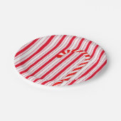 Kerstfeestdag Rood Snoep Stripe Patroon Papieren Bordje (Gekanteld)