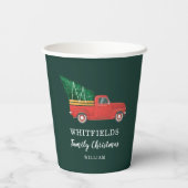 kerstfeestdag rood vrachtwagen papieren bekers (Achterkant)
