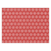 Kerstfeestdag, rood-witte sneeuwvlok tafelkleed (Voorkant (Horizontaal))
