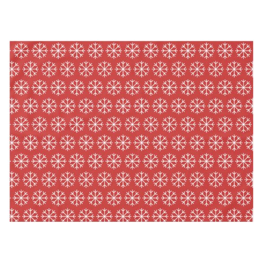 Kerstfeestdag, rood-witte sneeuwvlok tafelkleed (Voorkant (Horizontaal))