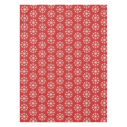 Kerstfeestdag, rood-witte sneeuwvlok tafelkleed (Voorkant)