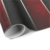 Kerstfeestdag - rood/zwart met sneeuwvlokken cadeaupapier (Rol Hoek)