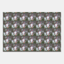 kerstfeestdag - roodgrijs gnoompatroon inpakpapier vel