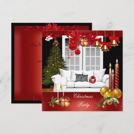 Kerstfeestdag Roodwitte balls Kaart (Voorkant / Achterkant)