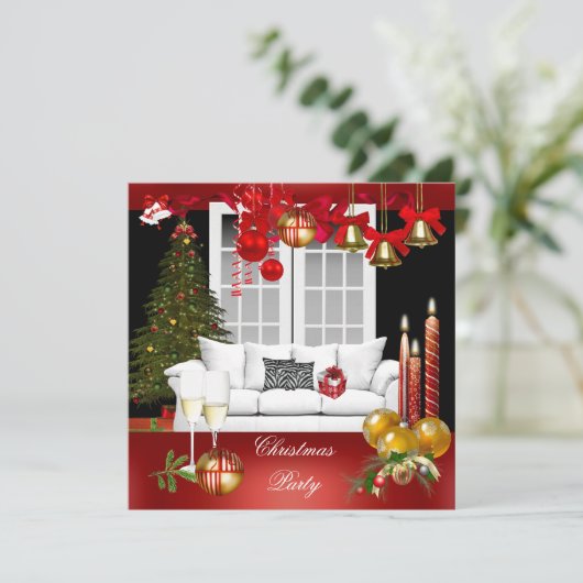 Kerstfeestdag Roodwitte balls Kaart (Staand voorkant)