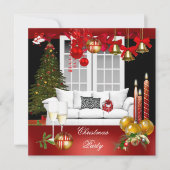 Kerstfeestdag Roodwitte balls Kaart (Voorkant)