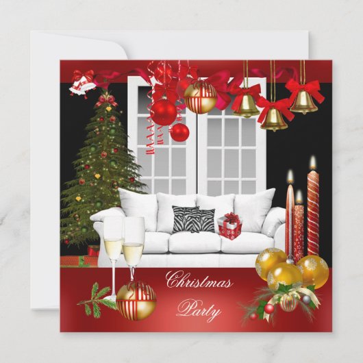 Kerstfeestdag Roodwitte balls Kaart (Voorkant)