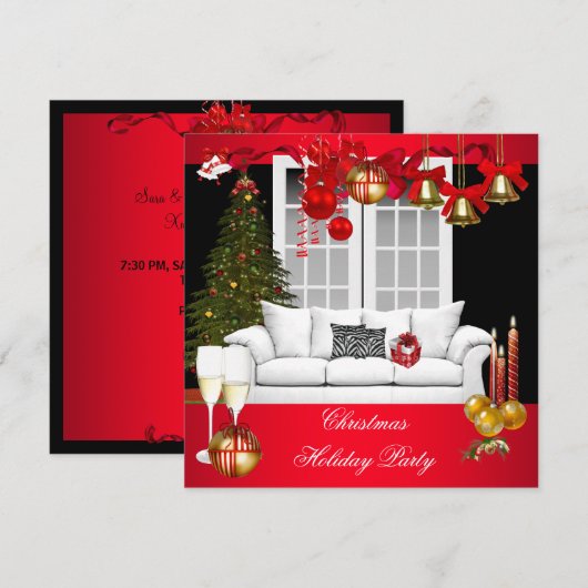 Kerstfeestdag Roodwitte balls Kaart (Voorkant / Achterkant)