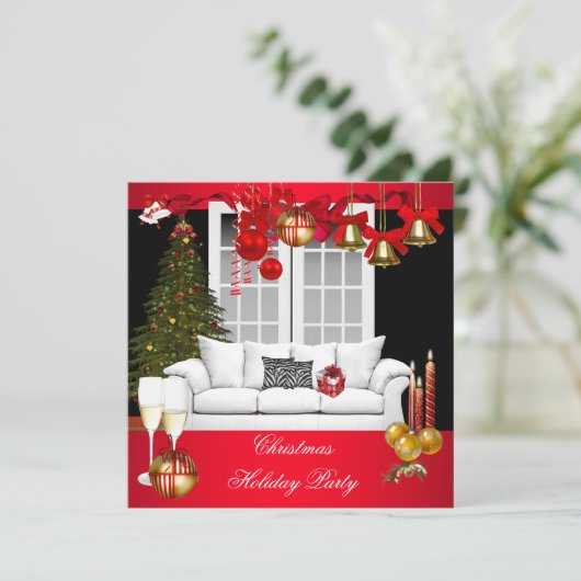 Kerstfeestdag Roodwitte balls Kaart (Staand voorkant)