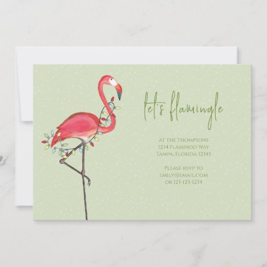 Kerstfeestdag Roze flamingo QR-code Kaart (Voorkant)