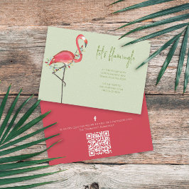 Kerstfeestdag Roze flamingo QR-code Kaart