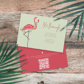 Kerstfeestdag Roze flamingo QR-code Kaart