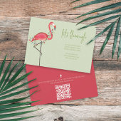 Kerstfeestdag Roze flamingo QR-code Kaart
