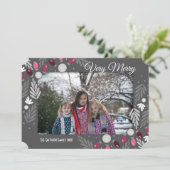 Kerstfeestdag Roze licht Eén foto-optie Kaart (Staand voorkant)