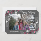 Kerstfeestdag Roze licht Eén foto-optie Kaart (Voorkant)