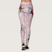 Kerstfeestdag  Roze Poinsettia Bouquet Leggings (Achterkant)