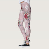 Kerstfeestdag  Roze Poinsettia Bouquet Leggings (Links)