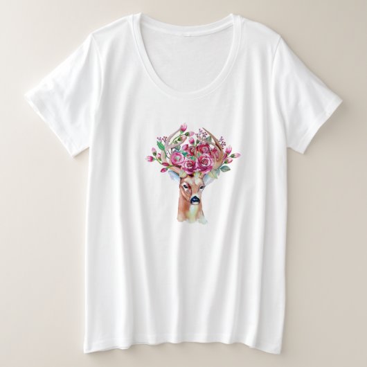 kerstfeestdag - Roze regenroze bloemen Grote Maat T-shirt (Design voorkant)