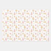 Kerstfeestdag roze roze bomen en cadeautjes inpakpapier vel (Voorkant 3)