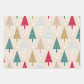 Kerstfeestdag roze roze boom en sterren inpakpapier vel (Voorkant)