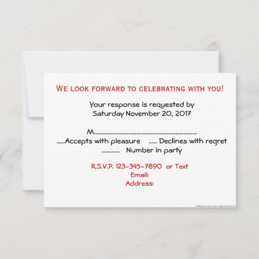 kerstfeestdag RSVP Kaart (Achterkant)