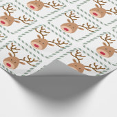 Kerstfeestdag Rudolf Red Nose Reindeer Cadeaupapier (Hoek)