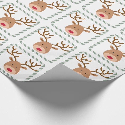 Kerstfeestdag Rudolf Red Nose Reindeer Cadeaupapier (Hoek)
