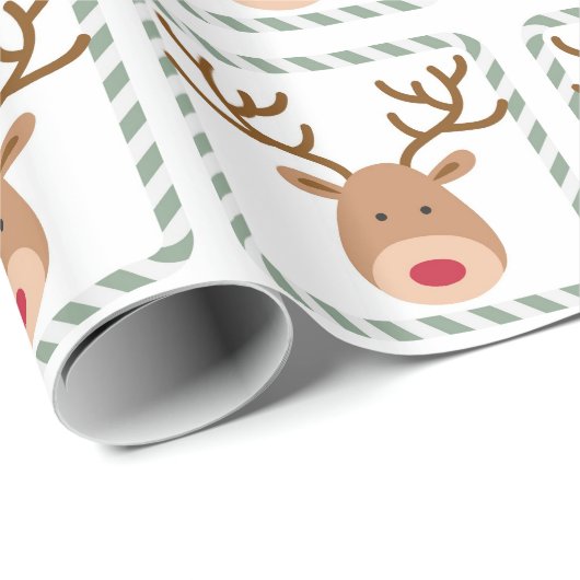 Kerstfeestdag Rudolf Red Nose Reindeer Cadeaupapier (Rol Hoek)