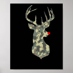Kerstfeestdag Rudolf Reindeer Red Nose Camo Hu Poster